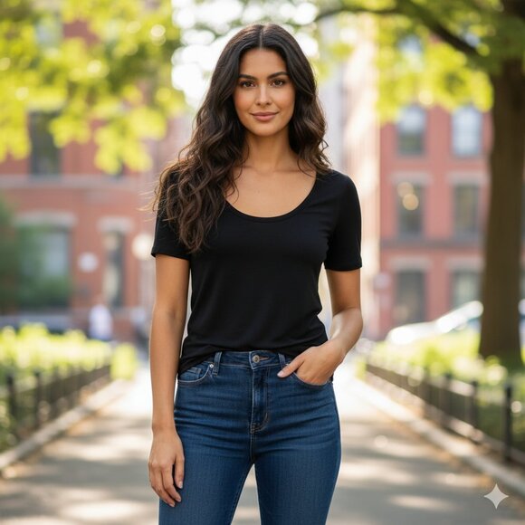 Aritzia Babaton T-shirt Top Short Sleeve Crewneck Rayon Black Size XXS - Picture 3 of 12